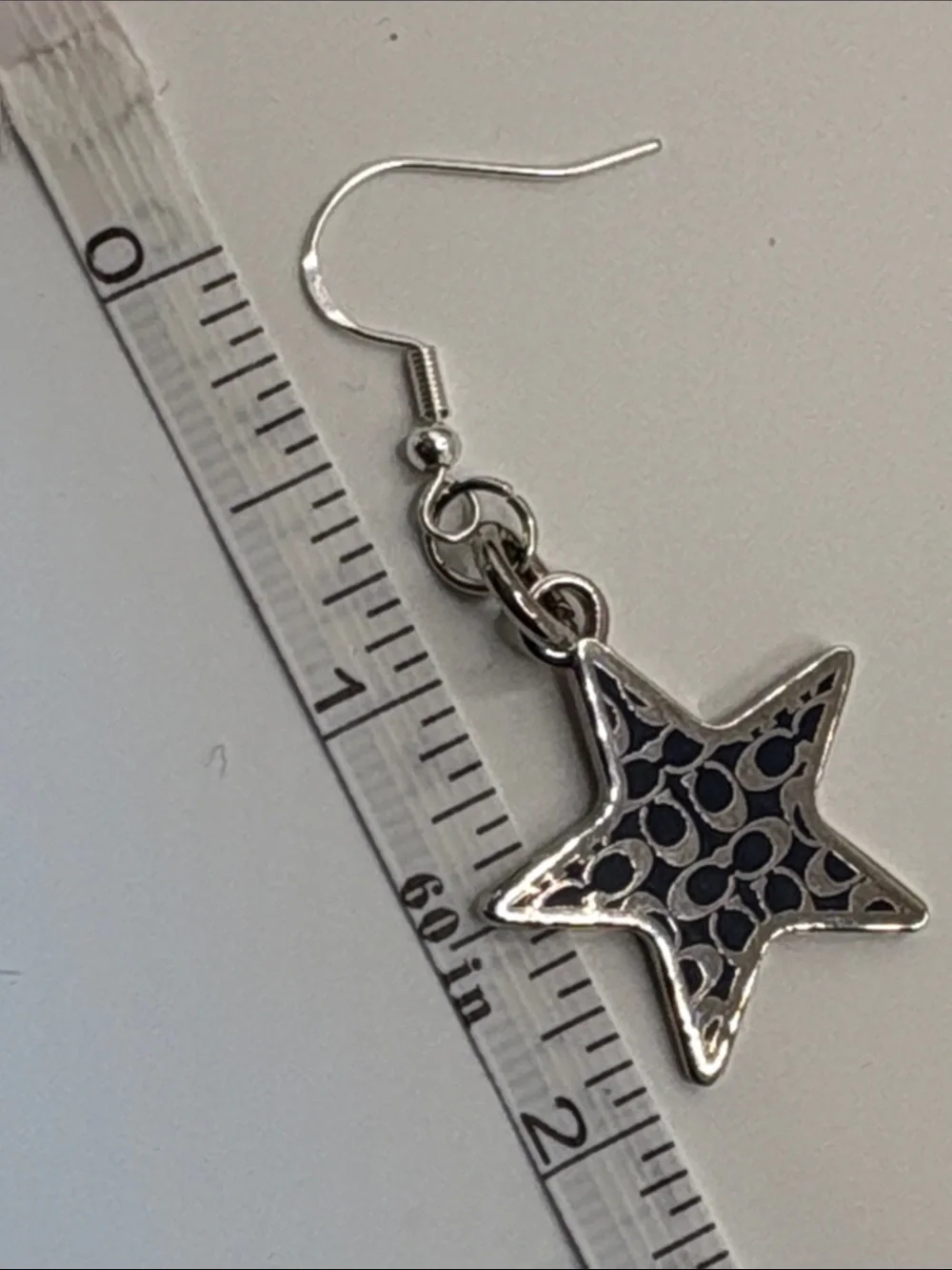 Coach Star Dangle Earrings in Navy and Sterling Silver Wires - Picture 3 of 5